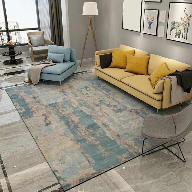 BowLift | Blue and Gray Living Room Rug Modern Abstract Indoor Rug Polyester Machine Washable Non-Slip Mat Area Rug