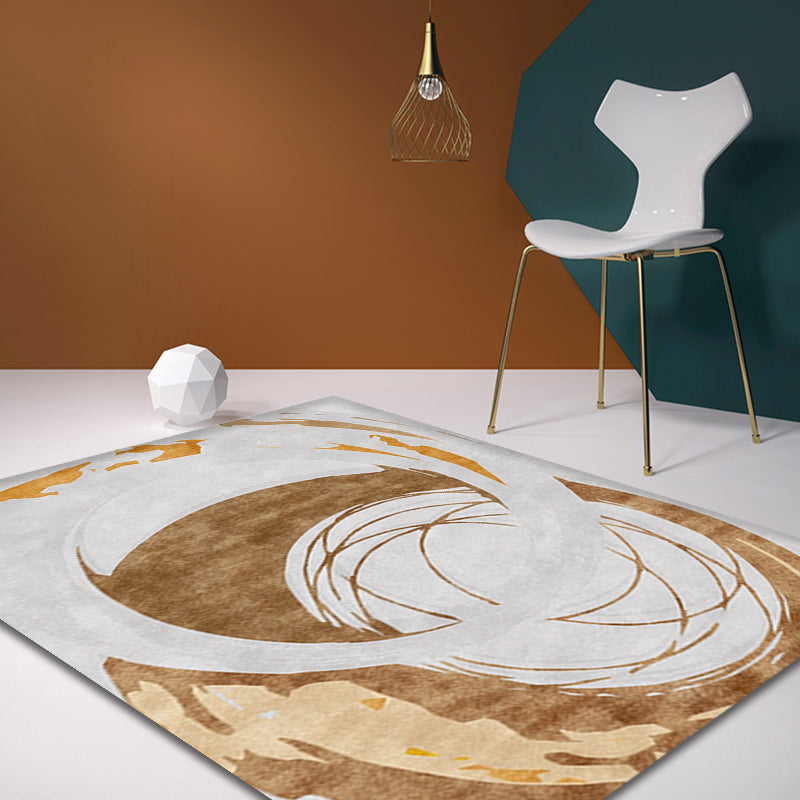 BowLift | Brown Circle Design Carpet Polyester Industrial Carpet Washable Non-Slip Back Animal-Friendly Area Rug for the Living Room