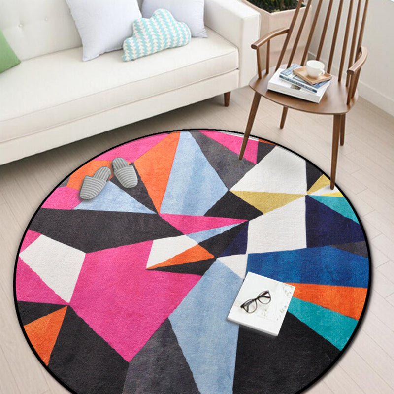 BowLift | Unique Multi Colors Geometric Carpet Polyester Contemporary Indoor Carpet Machine Washable Rug for Home