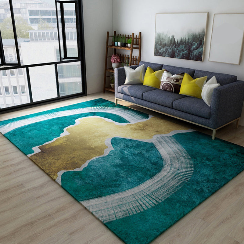 BowLift | Dark Color Block Abstract Rug Polypropylene Minimalist Carpet Stain Resistant Non-Slip Back Rug for Bedroom