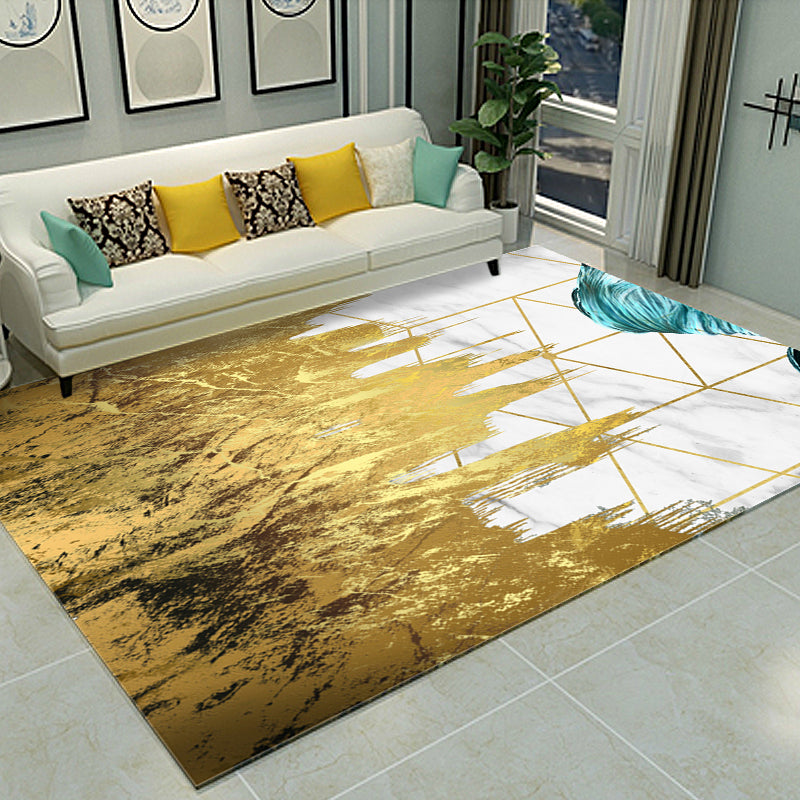 BowLift | Cyberpunk Living Room Carpet Multi Color Abstract Foil Streams Carpet Polyester Machine Washable Area Rug