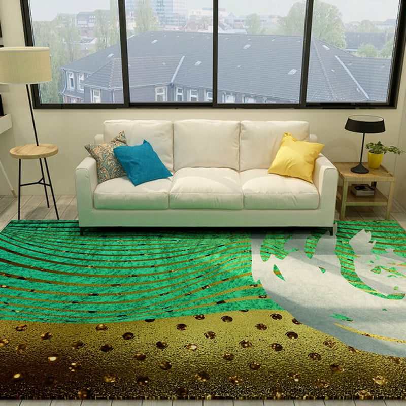 BowLift | Cyberpunk Living Room Carpet Multi Color Abstract Foil Streams Carpet Polyester Machine Washable Area Rug