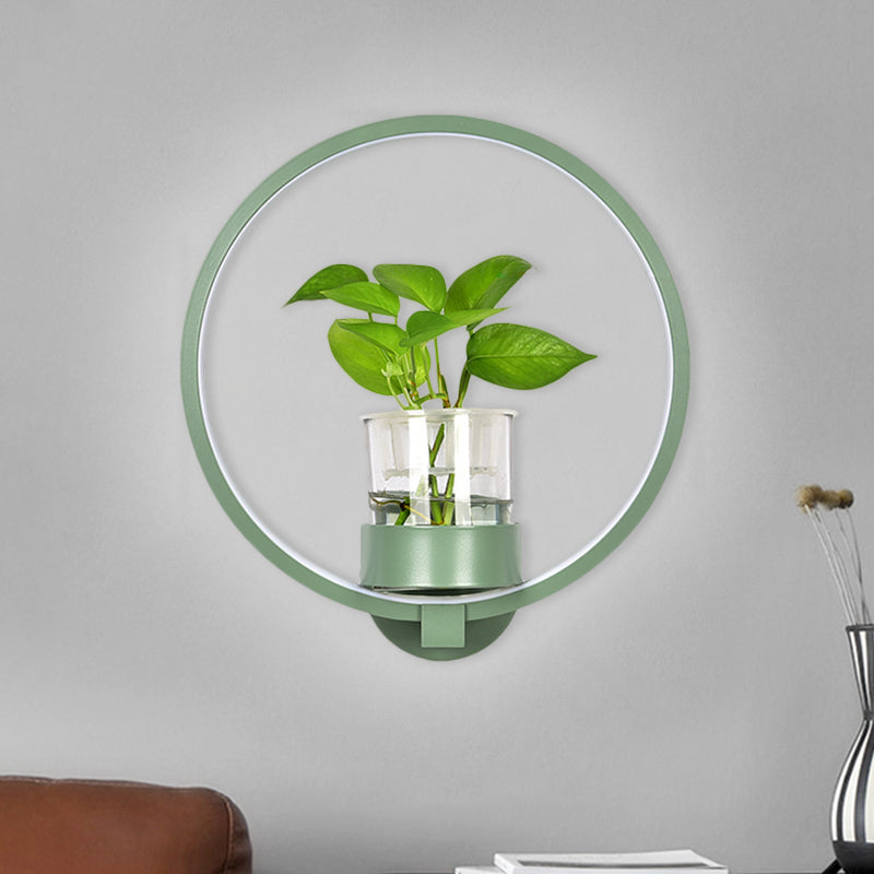 BowLift | Round/Rectangular Metal Wall Lamp Macaron Gray/Yellow/Blue LED Wall Light with Plant Pot for the Bedroom
