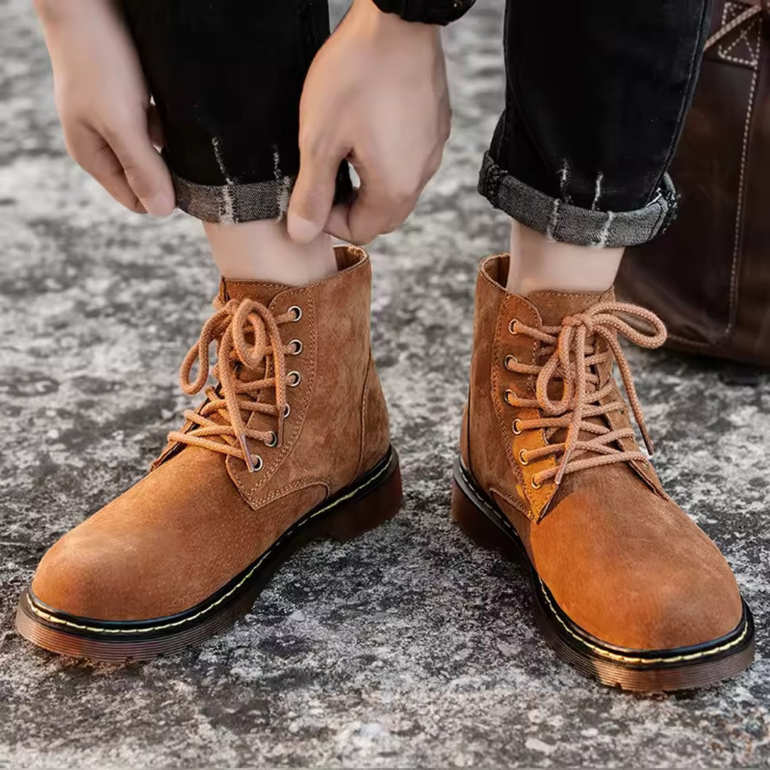 Suede Lace-Up Boots with Rugged Comfort