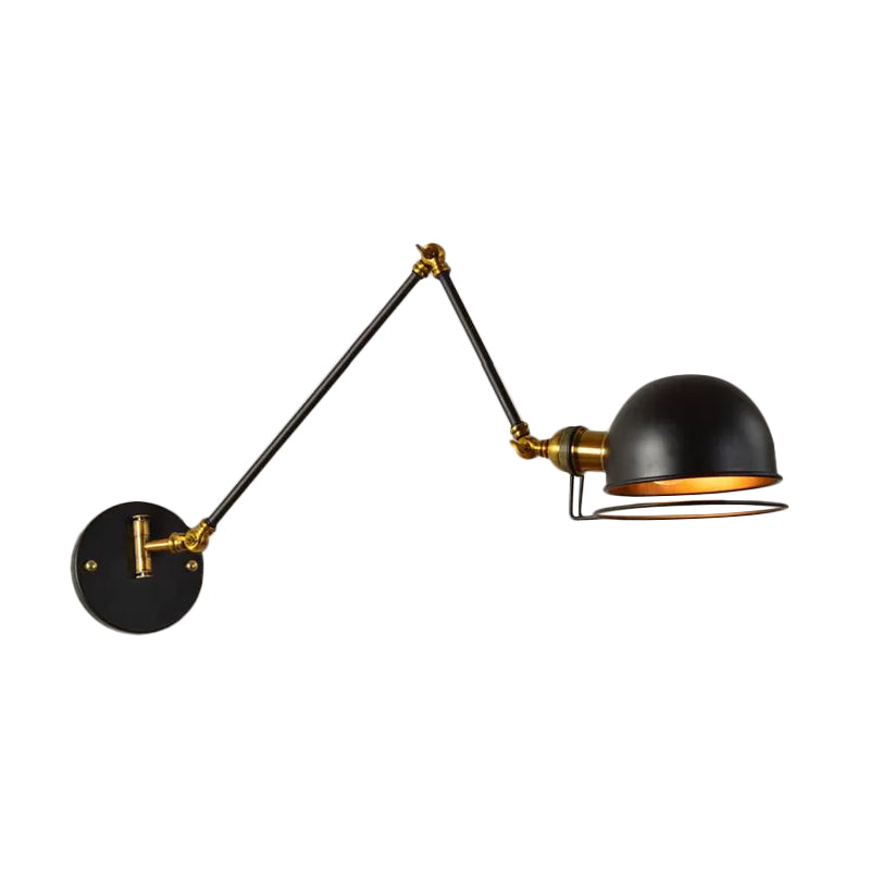 BowLift | Bowl Restaurant Adjustable Wall Lamp Vintage Metal Single Black Wall-Mounted Lamp with Wire Protection, 4"+4"/8"+8"/12"+6" Width