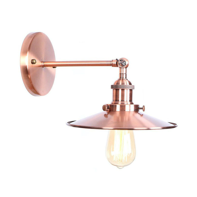 BowLift | Adjustable Iron Copper Wall Reading Camp Horn/Bowl/Cone Single Lamp Loft Style Wall Lamp for Living Room