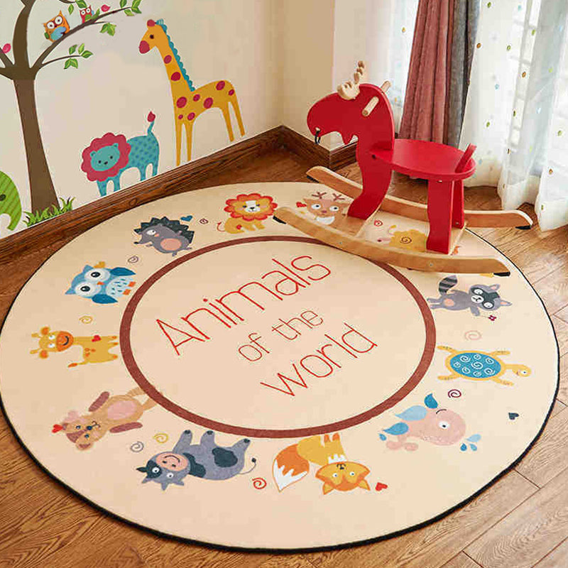 BowLift | Beautiful animal pattern rug pastel children's style rug polyester non-slip rug for the children's room