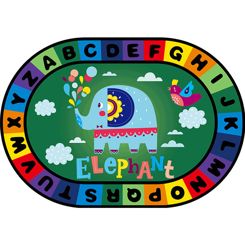 BowLift | Stylish Letters and Animals Carpet Multi-Colored Cartoon Carpet Synthetic Non-Slip Educational Carpet