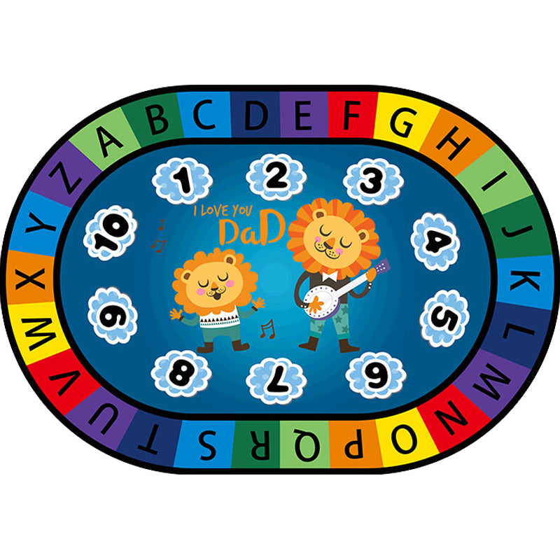BowLift | Stylish Letters and Animals Carpet Multi-Colored Cartoon Carpet Synthetic Non-Slip Educational Carpet