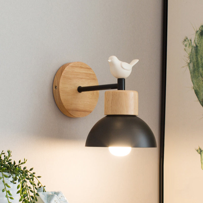 BowLift | NordicDome - Metal and Wood Wall Lamp with Bird for the Children's Room