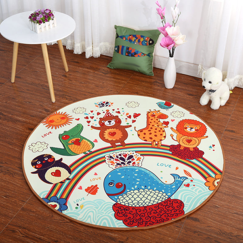 BowLift | Cartoon Children's Mats Rug Dark Color Animal Land Rug Polyester Pet Friendly Non-Slip Rug