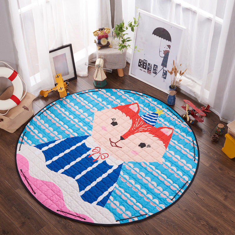 BowLift | Children’s Animal Play Rug Multicolored Cotton Rug Stain Resistant Pet Friendly Rug for Children's Room