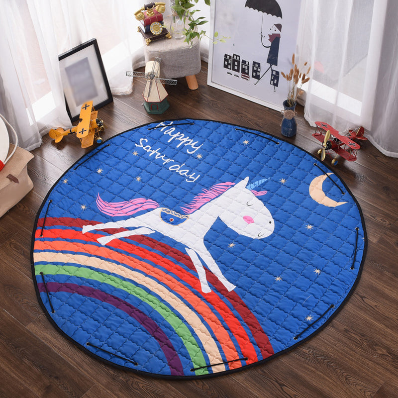 BowLift | Children’s Animal Play Rug Multicolored Cotton Rug Stain Resistant Pet Friendly Rug for Children's Room