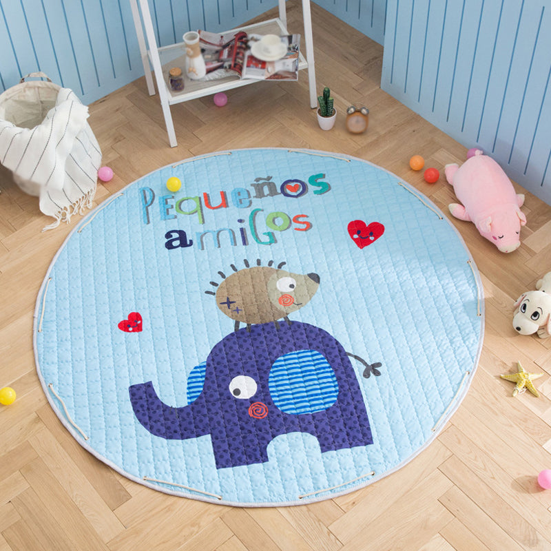 BowLift | Children’s Animal Play Rug Multicolored Cotton Rug Stain Resistant Pet Friendly Rug for Children's Room