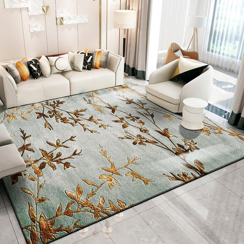 BowLift | Classic Multicolored Oriental Carpet Polyester Branch and Bird Pattern Carpet Washable Pet Friendly Non-Slip Rug for the Living Room