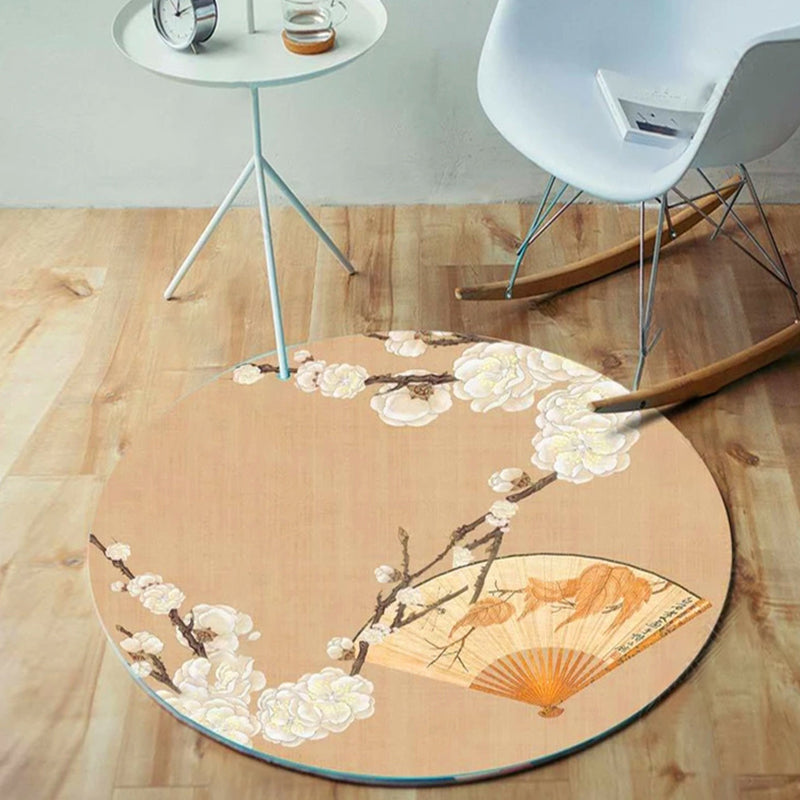BowLift | Unique bird pattern rug with branch Multicolored Oriental rug Polyester Machine washable Non-slip rug for balcony