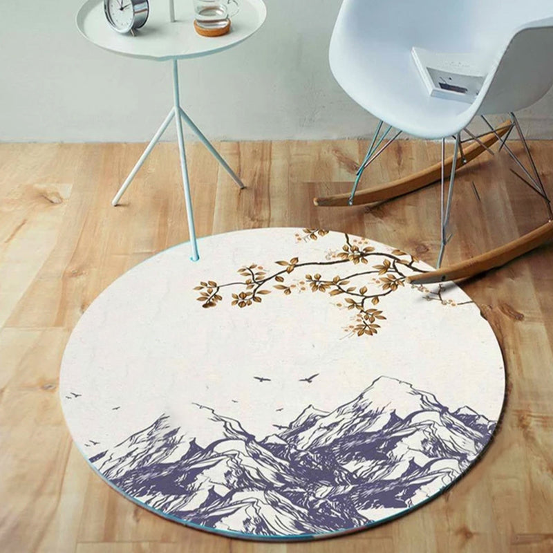 BowLift | Unique bird pattern rug with branch Multicolored Oriental rug Polyester Machine washable Non-slip rug for balcony