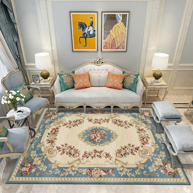 BowLift | Unique Vintage Rug Polyester Floral Pattern Rug Washable Pet-Friendly Non-Slip Back Rug for Bedroom