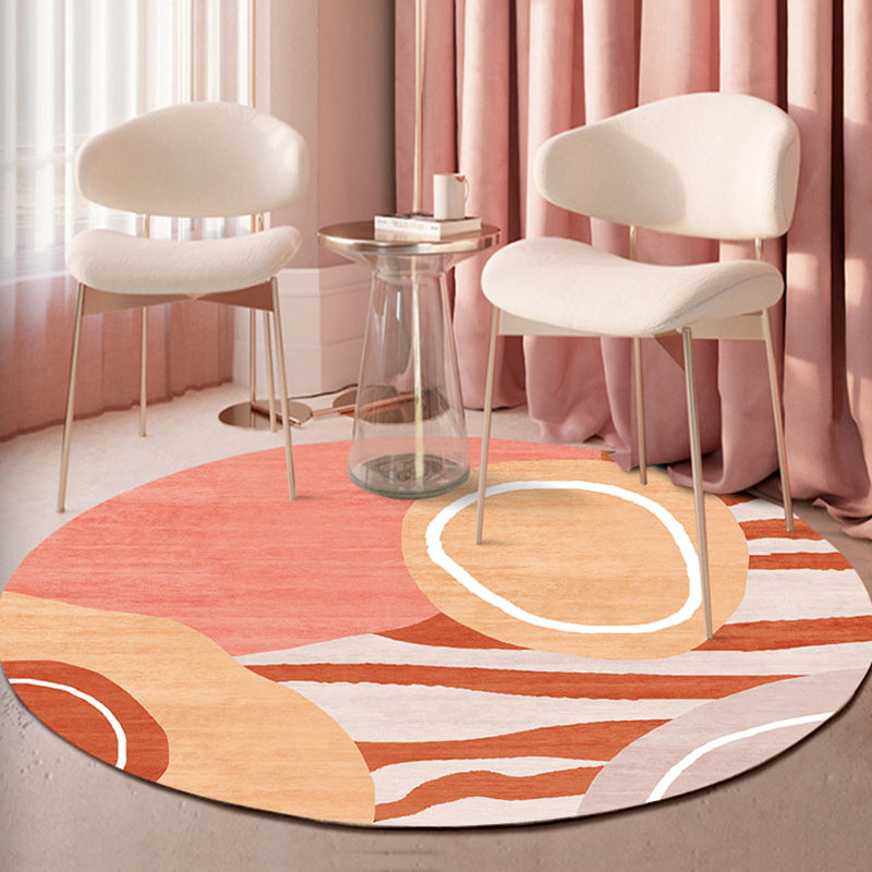 BowLift | Indoor Round Rug Multicolor Polyester with Color Block Design Pet-Friendly Novelty Style Rug