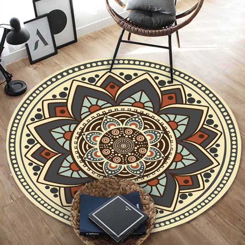 BowLift | Casual Floral Print Rug Gray and Yellow Vintage Rug Flannel Non-Slip Back Washable Floor Covering for Living Room