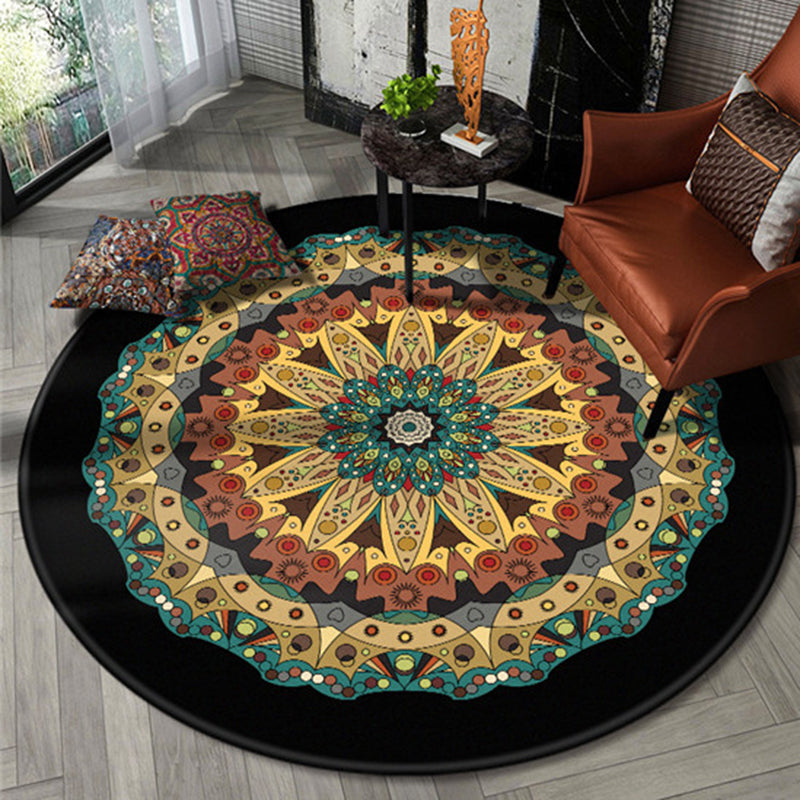 BowLift | Black Southwest Carpet Polyester Tribal Rug Washable Rug for Bedroom