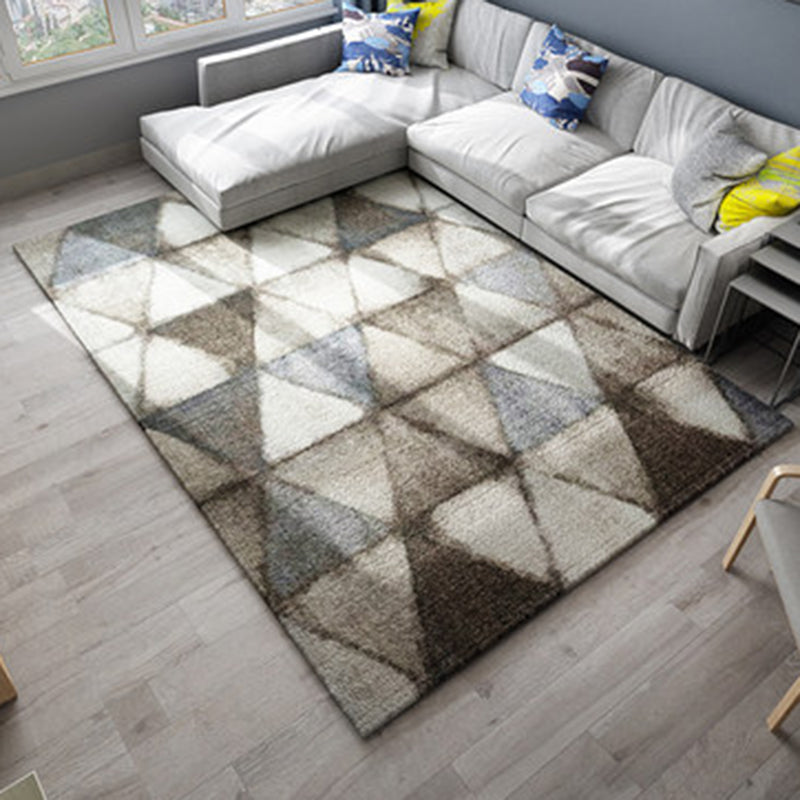 BowLift | Brown Bedroom Carpet Novelty Circle Triangle Stripe Pattern Area Rug Polyester Washable Rug