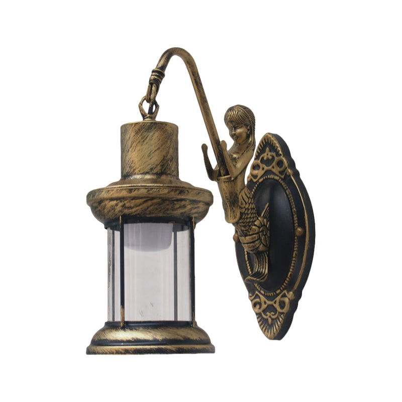 BowLift | Clear Glass Black/Bronze/Copper Wall Light Kerosene 1-Light Vintage Style Wall Lamp Light for Outdoor