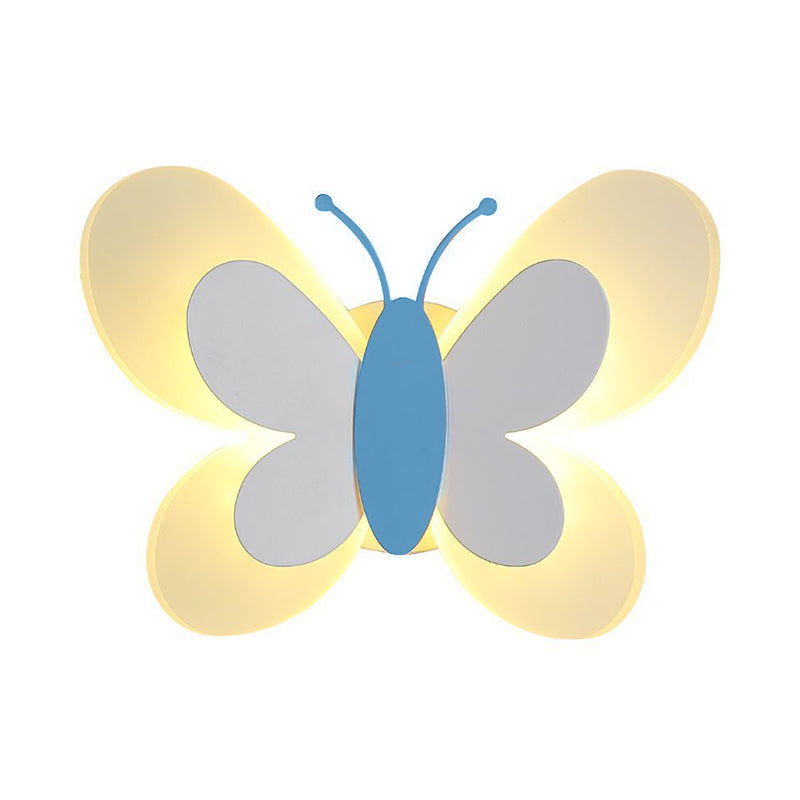 BowLift | Butterfly LED Wall Light Cartoon Acrylic Pink/White/Blue LED Wall Lighting in Warm/White Light for Kindergarten