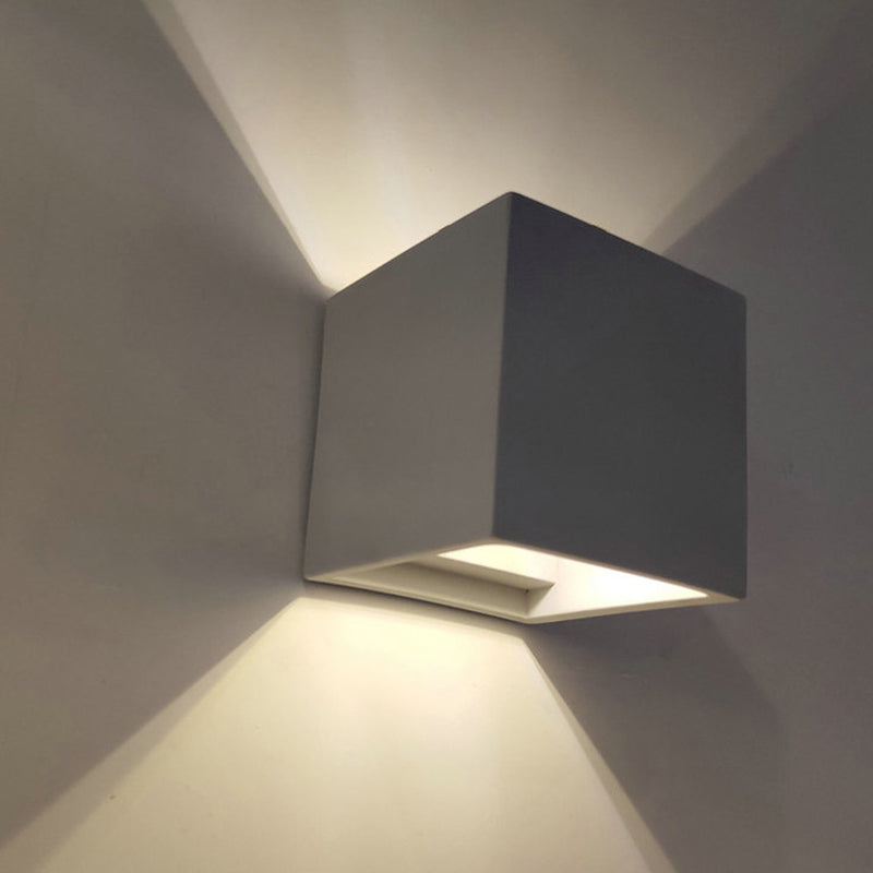 BowLift | Cube/Cuboid Cement Flush Mount Wall Light Nordic 1 Head Gray Up Down Sconces Light for Stairs, 4"/5"/7" Wide