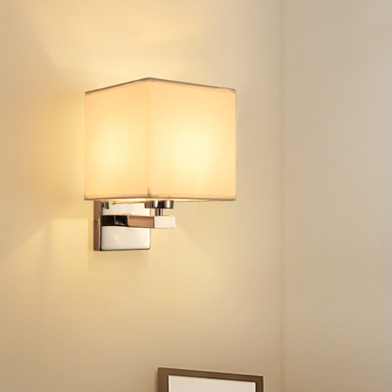 BowLift | Beige/Flax/Coffee Cube Wall Light Nordic Style 1 Head Fabric Wall Mounted Light Source for Bedroom