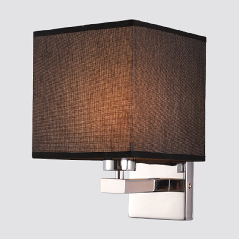 BowLift | Beige/Flax/Coffee Cube Wall Light Nordic Style 1 Head Fabric Wall Mounted Light Source for Bedroom