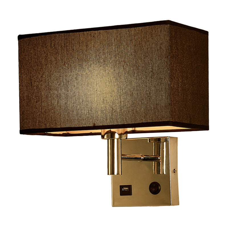 BowLift | Beige/Black/White Rectangular Wall Light Simplicity 1-Head Fabric Wall-Mounted Lighting for Nightstand