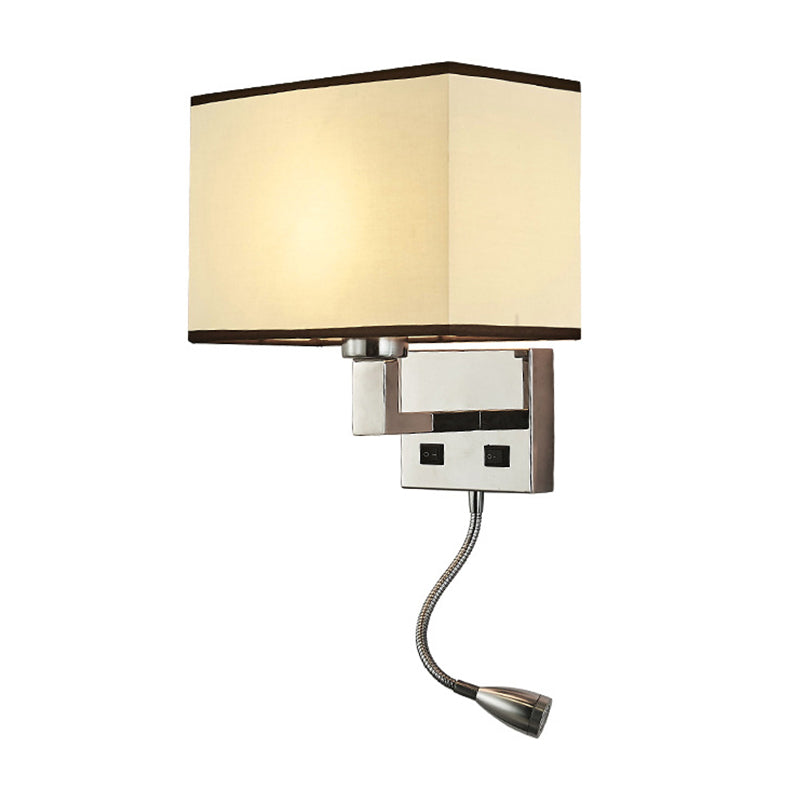 BowLift | Fabric Cuboid Wall Light Kit Minimalist 1-Light White/Beige Spotlight Wall Lamp with Charging Port