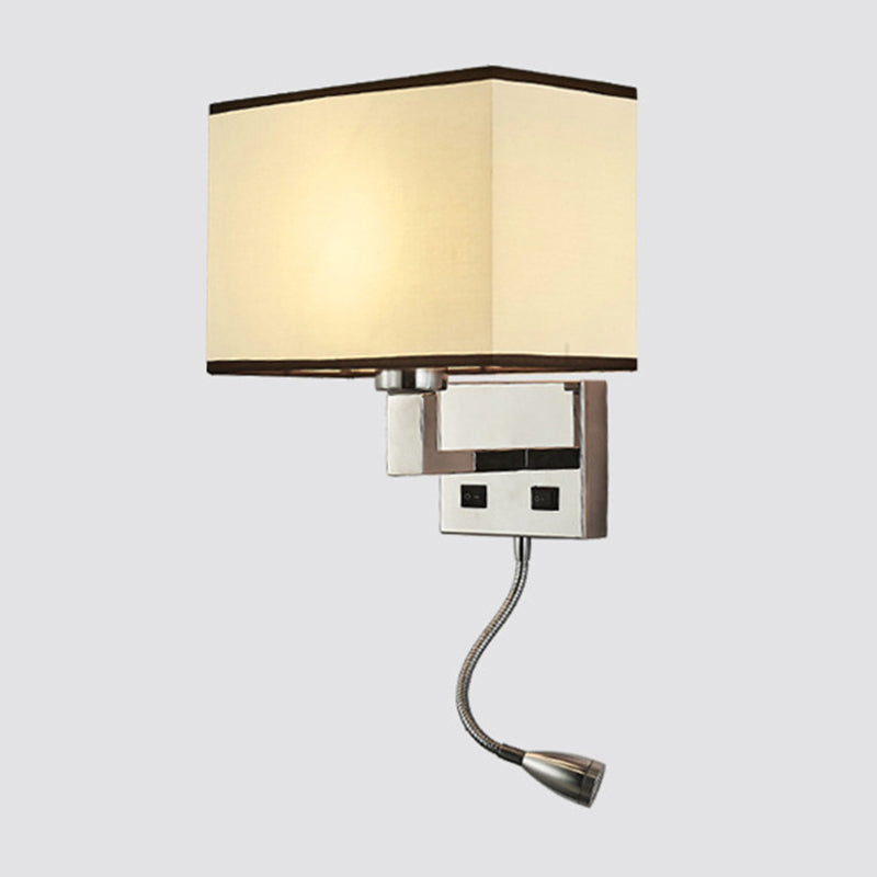 BowLift | Fabric Cuboid Wall Light Kit Minimalist 1-Light White/Beige Spotlight Wall Lamp with Charging Port