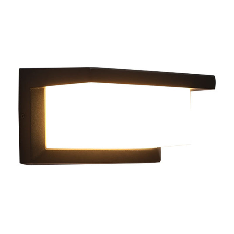 BowLift | Arc/Rectangle/Oblong LED Wall Light Contemporary Aluminium Black Flush Mount Wall Light for Courtyard