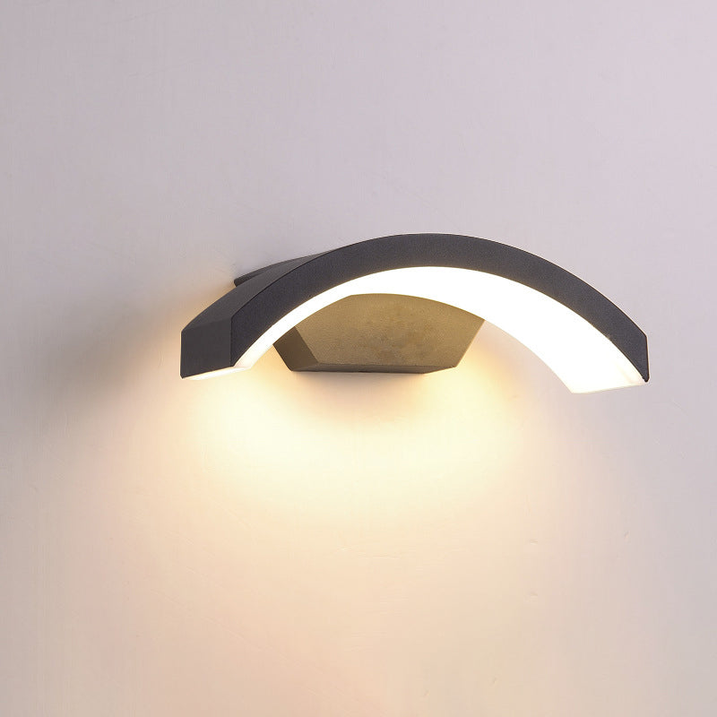BowLift | Arc/Rectangle/Oblong LED Wall Light Contemporary Aluminium Black Flush Mount Wall Light for Courtyard