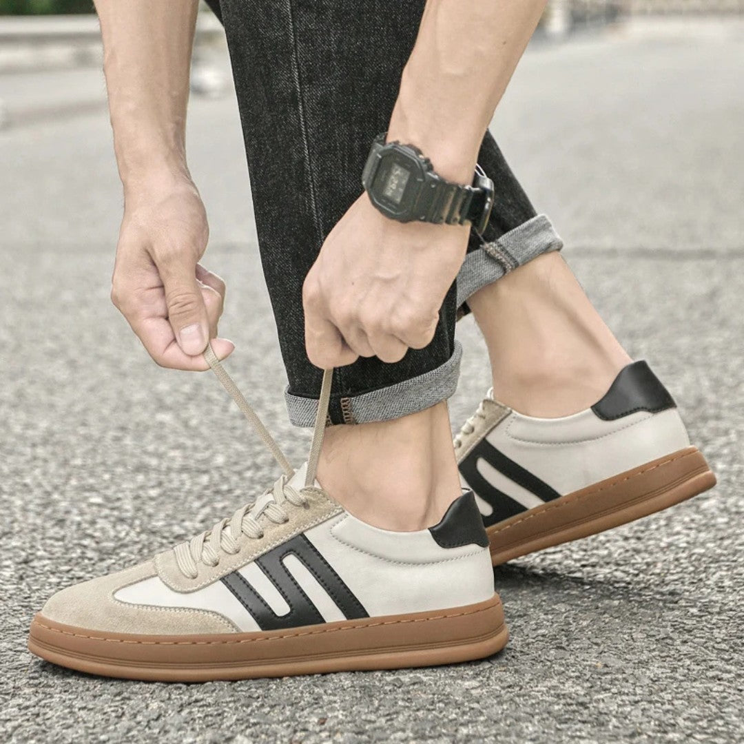 Leather and Suede Low-Top Sneakers