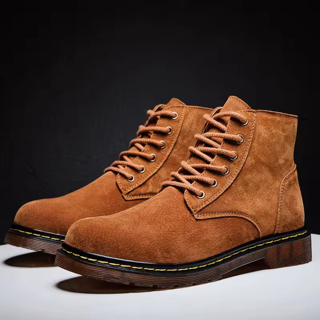 Suede Lace-Up Boots with Rugged Comfort