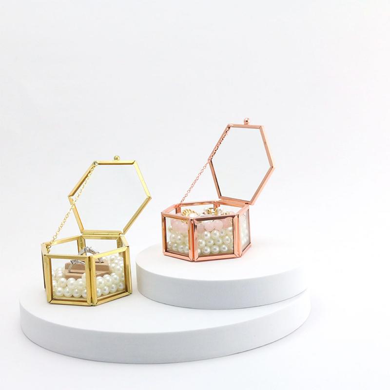 BowLift | Hexagon Transparent Glass Jewelry Box