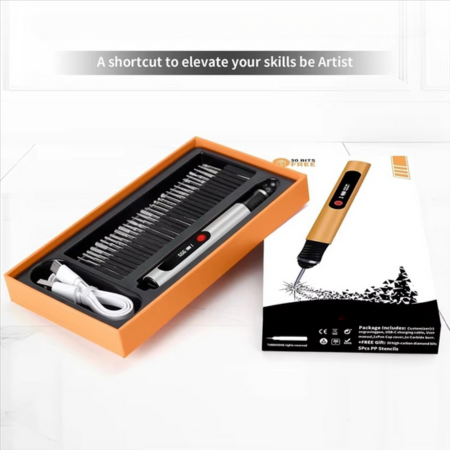 BowLift | DIY Engraving Pen for Artists, Rechargeable Precision Tool for 50+ Surfaces with 30 Bits and Mastery Guide