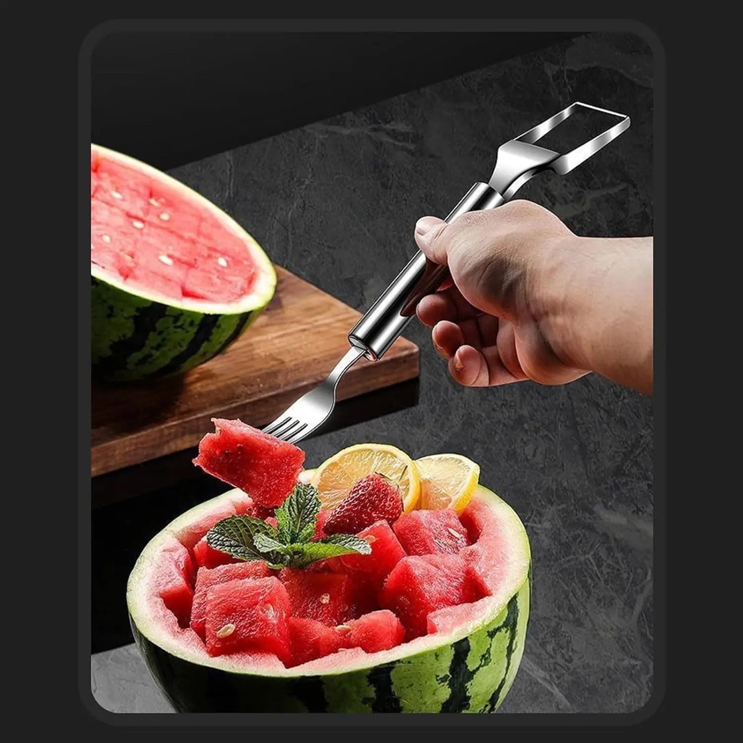BowLift | 2-in-1 Stainless Steel Watermelon Cutter – Cut & Serve with just one tool
