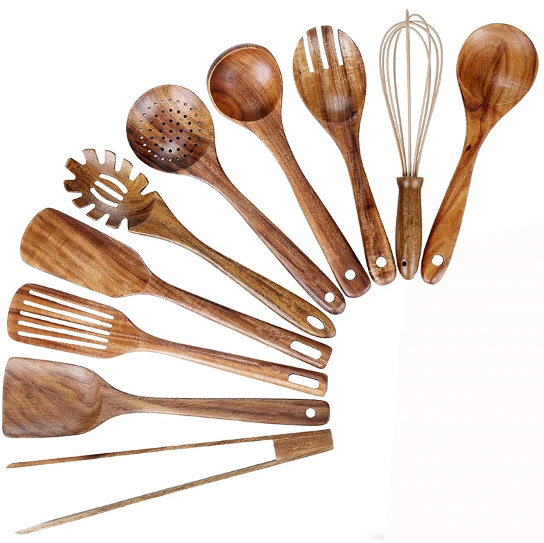 BowLift | EcoWood Kitchen Utensils Set made of Wood with 10 Pieces