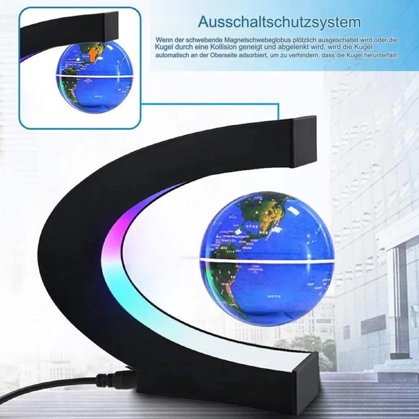 BowLift | AstroGlobe LED World Globe – Floating Globe Lamp with Magnetic Suspension