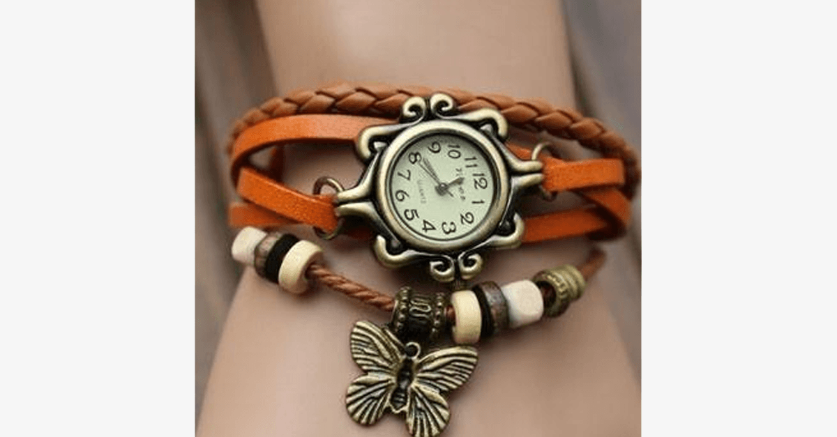 BowLift | Butterfly Wrap Watches - Multicolored Genuine Leather Snap Back Watch