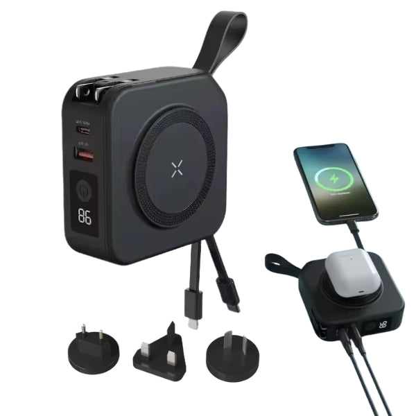 BowLift | 5-in-1 Wall Charger with Wireless Charging Pad and Power Bank - All-in-One Charging Solution