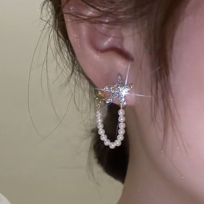 BowLift | Diamond Starfish Pearl Earrings