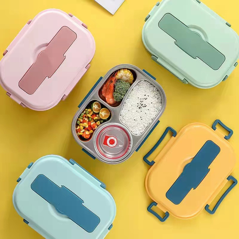 BowLift | Thermo-Lunchbox made of stainless steel – inside made of stainless steel – 3 or 4 compartments with soup bowl – wall clock