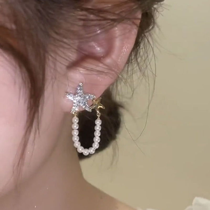 BowLift | Diamond Starfish Pearl Earrings