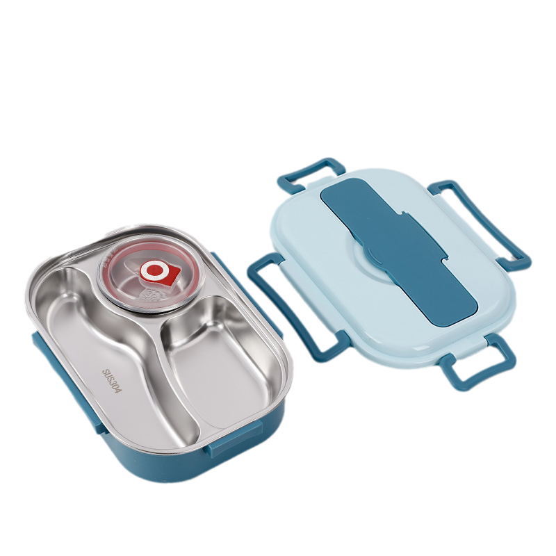 BowLift | Thermo-Lunchbox made of stainless steel – inside made of stainless steel – 3 or 4 compartments with soup bowl – wall clock