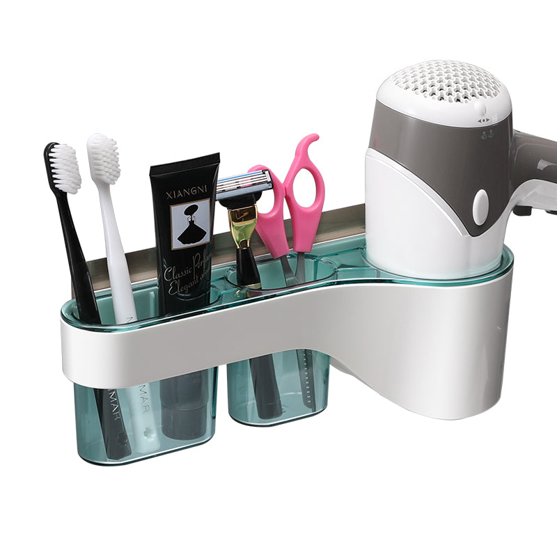 BowLift | Punch-Free Bathroom Hair Dryer Wall Shelf with Comb, Razor Racks, for Storing Toilet Bathroom Items